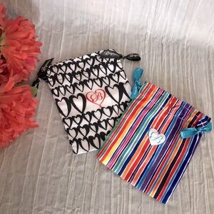 Vintage BRIGHTON lot of 2 colorful small silk feel jewelry pouches dust …